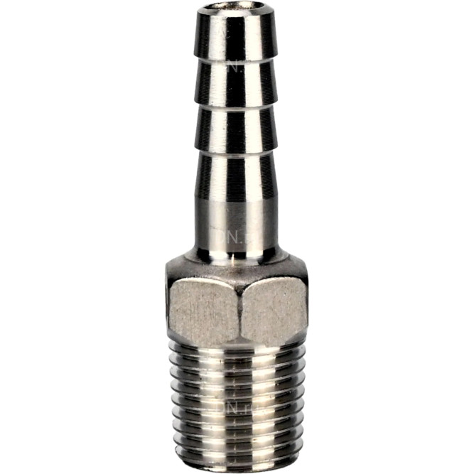 Штуцер елочка BF31-T-1 1/4-25 1 1/4″х25мм Ду32 Ру16 шланговый, корпус - нержавеющая сталь AISI 304 (CF8), присоединение - наружная резьба/штуцер в Алматы