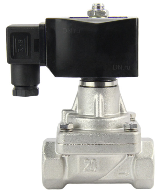 Клапан электромагнитный VS731-PT-NC-24VAC 3/4″ Ду20 Ру6 прямого действия двухходовой, корпус - сталь нержавеющая 304, присоединение - внутренняя резьба, уплотнение - PTFE, нормально-закрытый, катушка - 24 В AC в Алматы