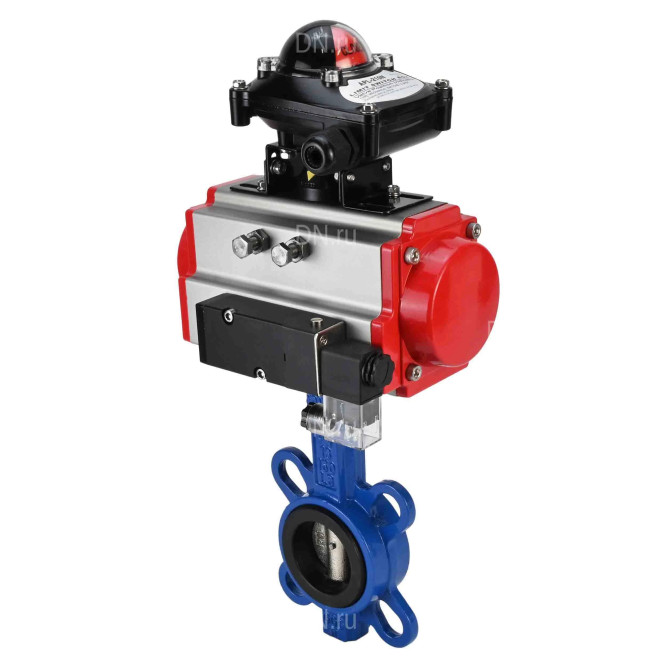 Затвор дисковый поворотный WBV1413E-2W-Fb-H Ду40 Ру16, корпус - чугун GGG50, диск - чугун GGG40, уплотнение - EPDM, 9х9, F05, с пневмоприводом PA-SA-083, пневмораспределителем 4M310-08 AC220V, БКВ APL-210N в Алматы