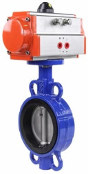 Затвор дисковый поворотный WBV1432E-2W-Fb-H Ду125 Ру16, корпус - чугун GGG50, диск - нержавеющая сталь 316L, уплотнение - EPDM, с пневмоприводом PA-DA-083 двойного действия