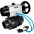Кран шаровой BV4242E-FP-GRM-ISO Дн40 Ру10 полнопроходной, корпус - НПВХ, шар - НПВХ, уплотнение - EPDM, с пневмоприводом PA-DA-105-1 и пневмораспределителем 4V320-08 AC220V в Алматы