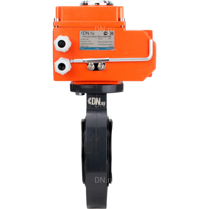 Затвор дисковый поворотный WBV4242E-2W-Fb-ISO Дн50 Ру10 межфланцевый, корпус - НПВХ, диск - НПВХ, уплотнение - EPDM, с электроприводом QT-N-003EM-O1-24VDC-У1 HARK в Алматы