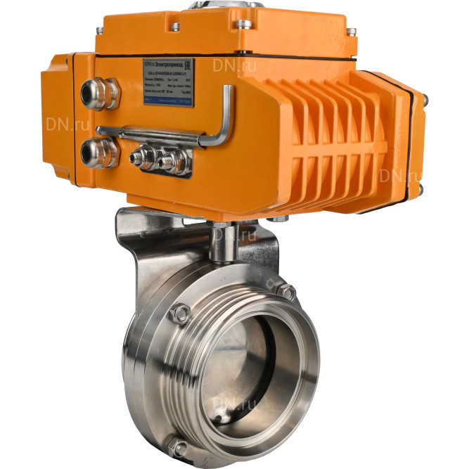 Затвор дисковый поворотный WBV3131E-2W-T-H Ду15 Ру10 резьбовой, корпус - пищевая нержавеющая сталь 304, уплотнение - EPDM, с электроприводом QT-N-005EM-A1-220VAC-У1 c датчиком обратной связи и входным управляющим сигналом 4-20мА HARK в Алматы