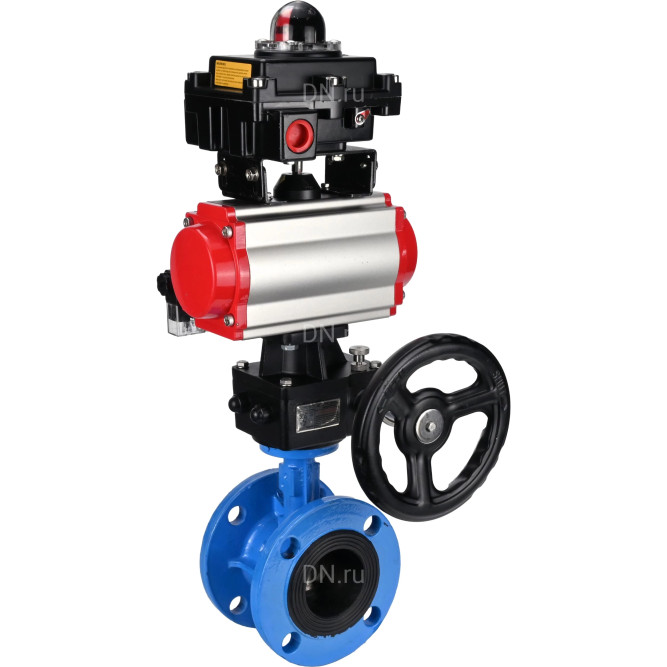 Затвор дисковый поворотный WBV1313E-2W-F-H Ду200 Ру16 фланцевый, корпус - чугун GGG40, диск - чугун GGG40, EPDM, с пневмоприводом PA-DA-140, пневмораспределителем 4M310-08 DC24V, БКВ APL-410N EX и ручным дублером MON2-450-T28-ISO в Алматы