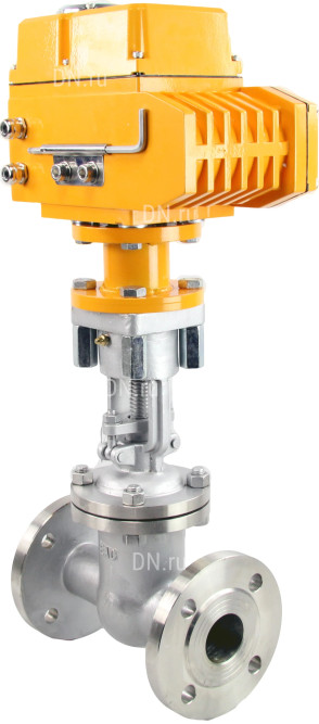 Задвижка клиновая 30нж964нж GVWR2434M-2W-F-ОСТ Ду100 Ру25 фланцевая, корпус - нержавеющая сталь 12Х18Н9ТЛ, уплотнение - металл, c ОСТ-фланцем, голым штоком, с электроприводом MT-N-020EM-O1-220VAC-У1 220В в Алматы