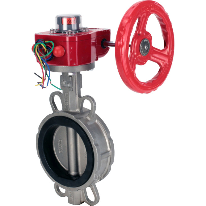 Затвор дисковый поворотный WBV3232N-2W-Fb-H Ду50 Ру16 межфланцевый, корпус - нержавеющая сталь 316L, диск - нержавеющая сталь 316L, уплотнение - NBR, с редуктором HGBF RQN1-180Z с индикатором положения и датчиком обратной связи в Алматы