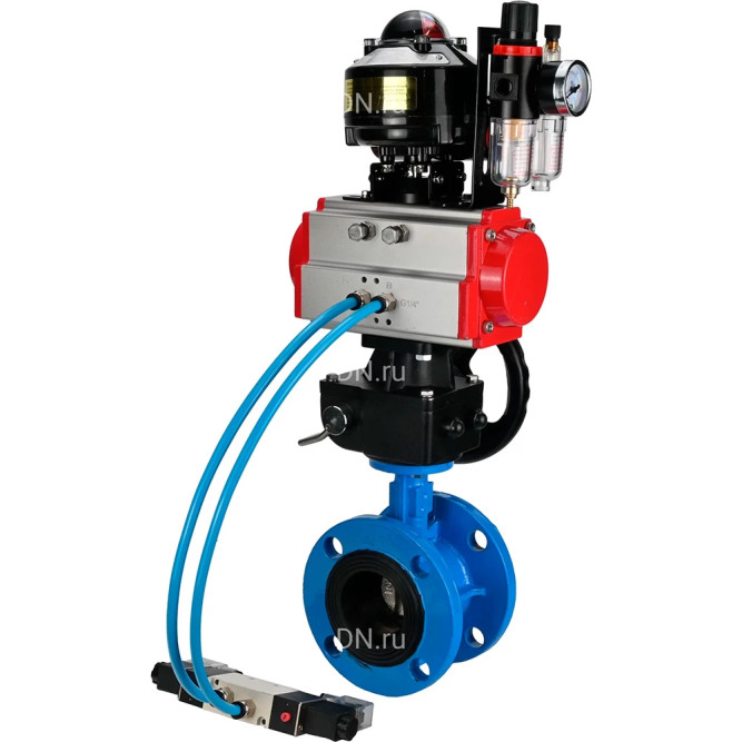 Затвор дисковый поворотный WBV1313E-2W-F-H Ду150 Ру16, корпус - чугун GGG40, диск - чугун GGG40, EPDM, с пневмоприводом PA-DA-130, пневмораспределителем 4M320-10 AC220V, ручным дублером MON1-250-T26-ISO, БКВ APL-510N EX и БПВ AFC2000 в Алматы