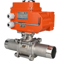 Кран шаровой BV3131P(3pc)-FP-W-ISO-H LONG Ду32 Ру40 полнопроходной, трехсоставной, корпус - нержавеющая сталь 304, уплотнение - PTFE, под приварку, с электроприводом QT-N-005EM-O1-380VAC-У1 HARK