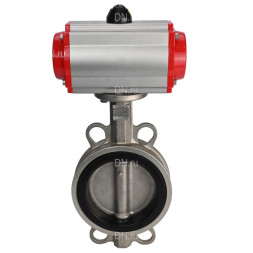 Затвор дисковый поворотный WBV3232N-2W-Fb-H Ду125 Ру16, корпус - нержавеющая сталь 316L, диск - нержавеющая сталь 316L, уплотнение - NBR, с пневмоприводом PA-SA-130 и пневмораспределителем 4M310-08 DC24V