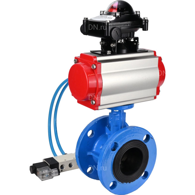 Затвор дисковый поворотный WBV1313E-2W-F-H Ду200 Ру16 фланцевый, корпус - чугун GGG40, диск - чугун GGG40, уплотнение - EPDM, с пневмоприводом PA-DA-140, пневмораспределителем 4V320-10 AC220V и БКВ APL-210N в Алматы