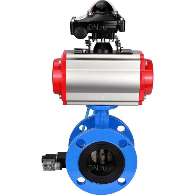 Затвор дисковый поворотный WBV1313E-2W-F-H Ду200 Ру16 фланцевый, корпус - чугун GGG40, диск - чугун GGG40, уплотнение - EPDM, с пневмоприводом PA-DA-140, пневмораспределителем 4V320-10 AC220V и БКВ APL-210N в Алматы
