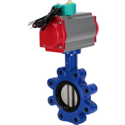 Затвор дисковый поворотный WBV1631N-2W-Fb-H Ду65 Ру16 LUG корпус - чугун QT450, диск - нержавеющая сталь 304, уплотнение - NBR, с пневмоприводом PA-DA-065 и магнитным переключателем ALS200D