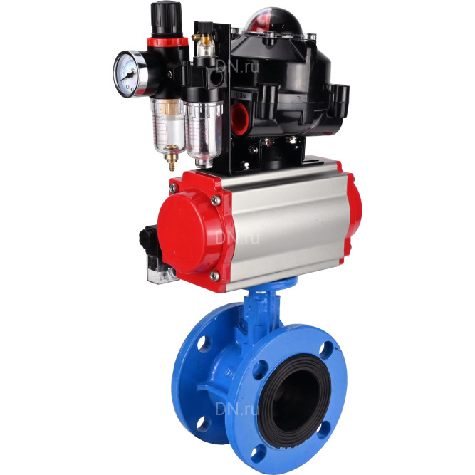Затвор дисковый поворотный WBV1313E-2W-F-H Ду200 Ру16 фланцевый, корпус - чугун GGG40, диск - чугун GGG40, EPDM, с пневмоприводом PA-DA-140, пневмораспределителем 4M310-08 AC220V, БКВ APL-510N EX и БПВ AFC2000 в Алматы
