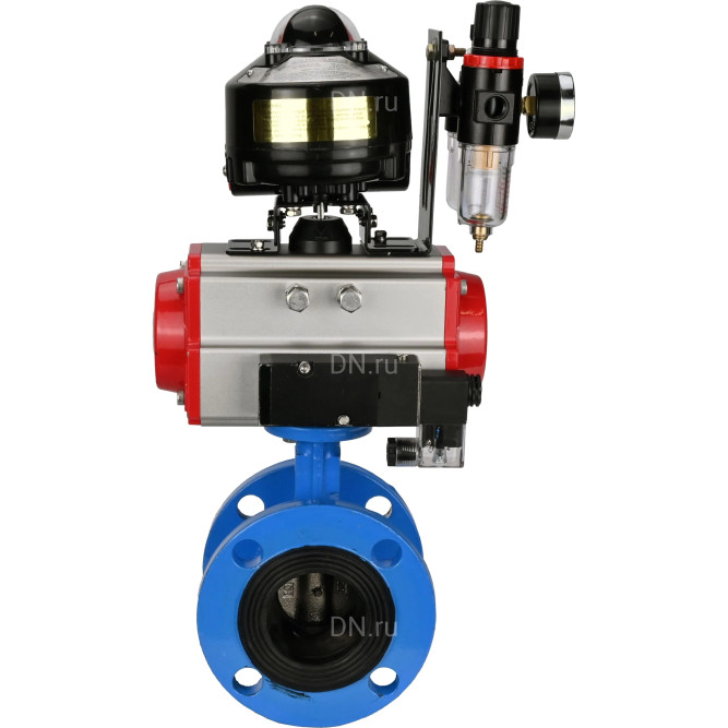 Затвор дисковый поворотный WBV1313E-2W-F-H Ду200 Ру16 фланцевый, корпус - чугун GGG40, диск - чугун GGG40, EPDM, с пневмоприводом PA-DA-140, пневмораспределителем 4M310-08 AC220V, БКВ APL-510N EX и БПВ AFC2000 в Алматы