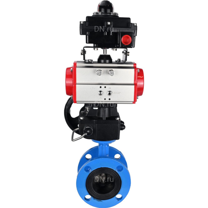 Затвор дисковый поворотный WBV1313E-2W-F-H Ду80 Ру16 фланцевый, корпус - чугун GGG40, диск - чугун GGG40, уплотнение - EPDM, с пневмоприводом PA-DA-105, БКВ APL-410N EX и ручным дублером MON1-250-T26-ISO в Алматы