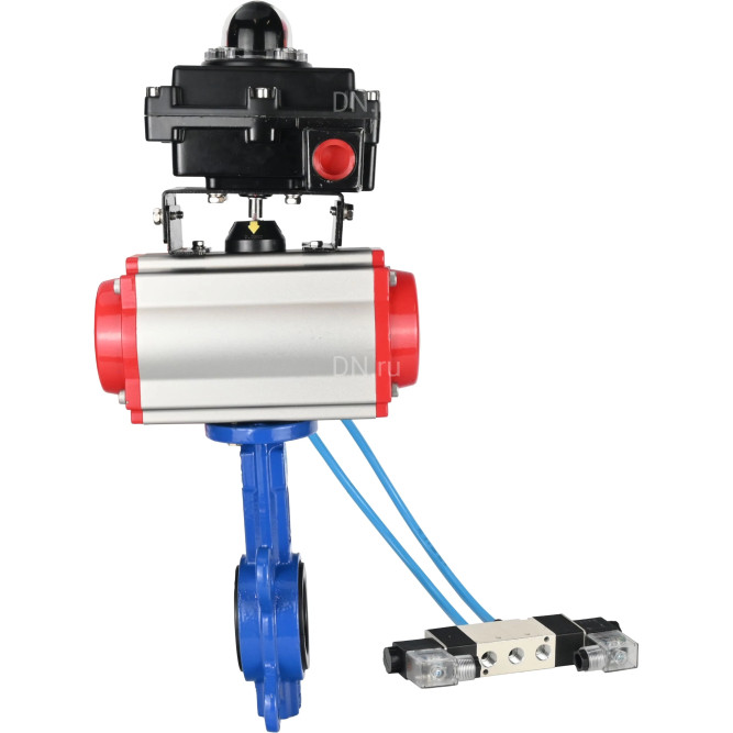 Затвор дисковый поворотный WBV1413E-2W-Fb-H Ду150 Ру16, корпус - чугун GGG50, диск - чугун GGG40, уплотнение - EPDM, с пневмоприводом PA-SA-140, пневмораспределителем 4V320-10 AC220V и БКВ APL-410N EX в Алматы