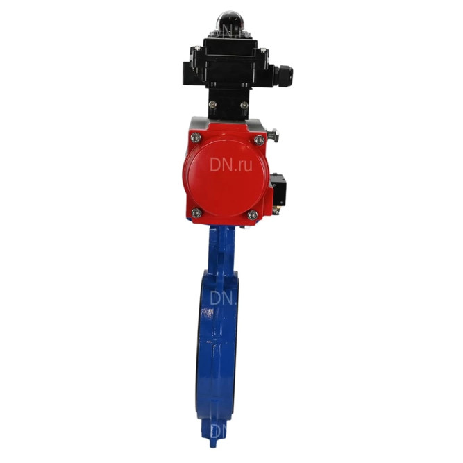 Затвор дисковый поворотный WBV1413E-2W-Fb-H Ду250 Ру16, корпус - чугун GGG50, диск - чугун GGG40, уплотнение - EPDM, с пневмоприводом PA-SA-210 с возвратными пружинами, пневмораспределителем 4M310-08 DC24V, БКВ APL-410N EX в Алматы