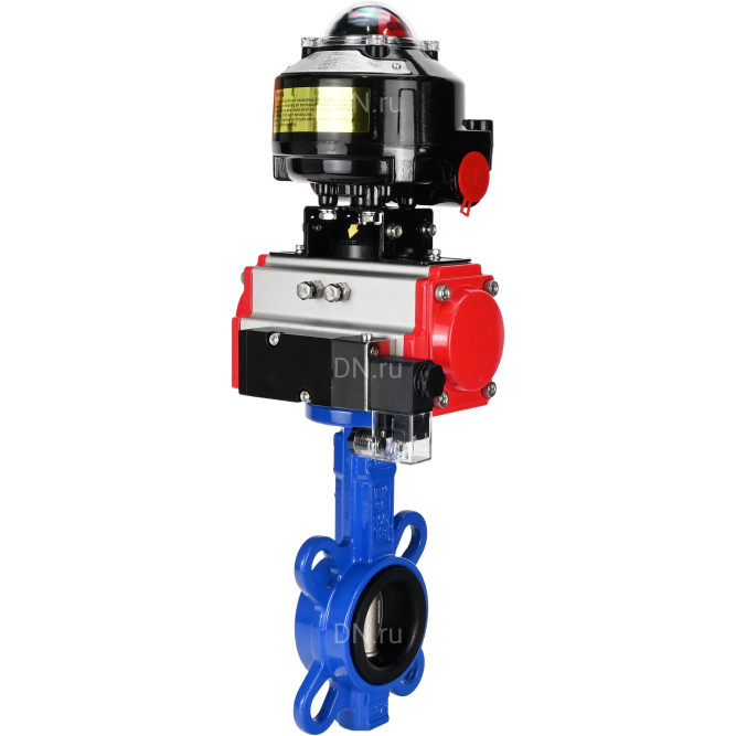 Затвор дисковый поворотный WBV1132N-2W-Fb-H Ду125 Ру16, корпус - чугун GG25, диск - нержавеющая сталь 316L, уплотнение - NBR, с пневмоприводом PA-DA-105 двойного действия, пневмораспределителем 4M310-08 AC220V, БКВ APL-510N-EX в Алматы