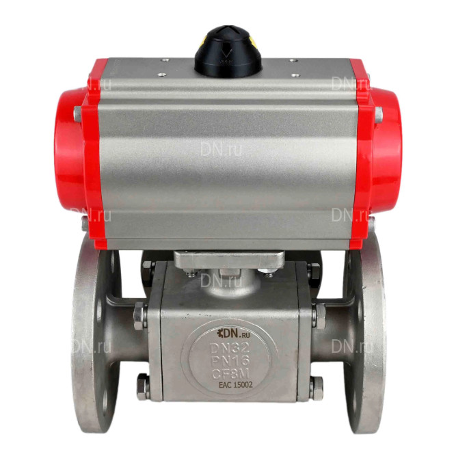 Кран шаровой BV3232P(4pc)-FP-3WL-F Ду15 Ру16 полнопроходной трехходовой, фланцевый, корпус - нержавеющая сталь SS316, с пневмоприводом PA-SA-052 с возвратными пружинами и пневмораспределителем 4M310-08 AC220V в Алматы