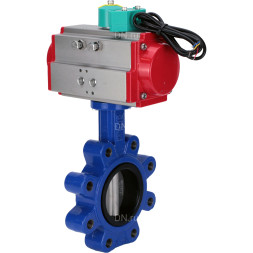 Затвор дисковый поворотный WBV1631N-2W-Fb-H Ду80 Ру16 LUG корпус - чугун QT450, диск - нержавеющая сталь 304, уплотнение - NBR, с пневмоприводом PA-DA-083 и магнитным переключателем ALS200D