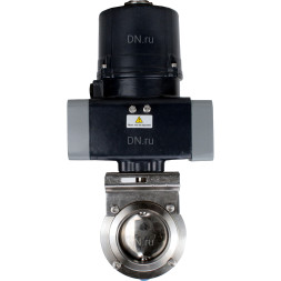 Затвор дисковый поворотный WBV3131S-2W-C-H Ду25 Ру10 кламповый, корпус - пищевая нерж. сталь AISI 304, диск - нерж. сталь AISI 304, уплотнение - Silicon, с электроприводом четвертьоборотным QTSA-N-003EM-O0-220VAC с пружинным возвратом