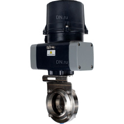 Затвор дисковый поворотный WBV3131S-2W-C-H Ду25 Ру10 кламповый, корпус - пищевая нерж. сталь AISI 304, диск - нерж. сталь AISI 304, уплотнение - Silicon, с электроприводом четвертьоборотным QTSA-N-003EM-O0-220VAC с пружинным возвратом