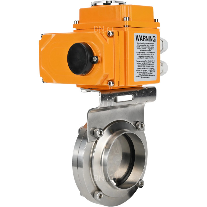 Затвор дисковый поворотный WBV3131E-2W-W-H Ду15 Ру10 под приварку, корпус - пищевая нержавеющая сталь 304, уплотнение - EPDM, с электроприводом QT-N-003EM-O1-24VDC-У1 24В HARK в Алматы