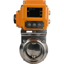 Затвор дисковый поворотный WBV3131E-2W-T-H Ду40 Ру10 резьбовой, корпус - пищевая нержавеющая сталь 304, уплотнение - EPDM, с электроприводом QT-N-005EM-A1-220VAC-У1 c датчиком обратной связи и входным управляющим сигналом 4-20мА HARK