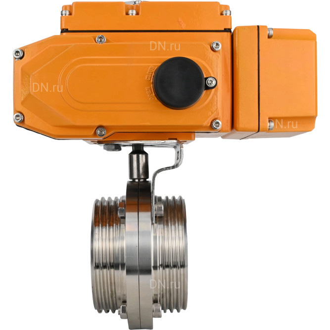 Затвор дисковый поворотный WBV3131E-2W-T-H Ду40 Ру10 резьбовой, корпус - пищевая нержавеющая сталь 304, уплотнение - EPDM, с электроприводом QT-N-005EM-A1-220VAC-У1 c датчиком обратной связи и входным управляющим сигналом 4-20мА HARK в Алматы