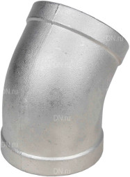 Отвод (полуотвод) ВР-ВР-304 1/2″ Ду15 Ру16 угол 45°, корпус - нержавеющая сталь 304, присоединение - внутренняя / внутренняя резьба