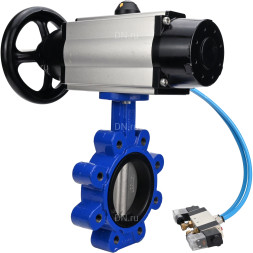 Затвор дисковый поворотный WBV1631E-2W-Fb-H Ду125 Ру16 LUG корпус - чугун QT450, диск - нержавеющая сталь 304, уплотнение - EPDM, с пневмоприводом PA-DA-105-1 и пневмораспределителем 4V320-08 AC220V