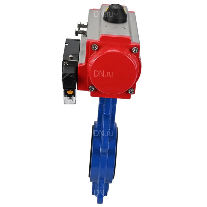 Затвор дисковый поворотный WBV1413E-2W-Fb-H Ду100 Ру16, корпус - чугун GGG50, диск - чугун GGG40, уплотнение - EPDM, с пневмоприводом PA-SA-130 и пневмораспределителем 4M310-08 DC24V в Алматы