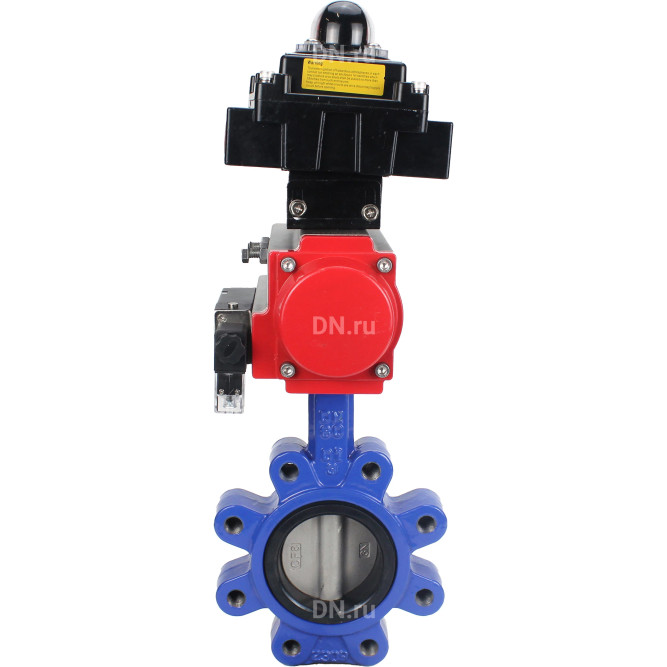 Затвор дисковый поворотный WBV1631E-2W-Fb-H Ду125 Ру16 LUG корпус - чугун QT450, диск - нержавеющая сталь 304, уплотнение - EPDM, с пневмоприводом PA-DA-105, пневмораспределителем 4M310-08 AC220V и БКВ APL-410N EX в Алматы