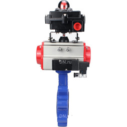 Затвор дисковый поворотный WBV1631E-2W-Fb-H Ду125 Ру16 LUG корпус - чугун QT450, диск - нержавеющая сталь 304, уплотнение - EPDM, с пневмоприводом PA-DA-105, пневмораспределителем 4M310-08 AC220V и БКВ APL-410N EX