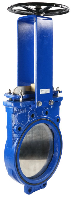 Задвижка шиберная GVKN1331N-2W-Fb-S Ду400 Ру6 двусторонняя, межфланцевая, шток - невыдвижной, корпус - чугун GGG40, шибер - нержавеющая сталь 304, уплотнение - NBR, управление - штурвал в Алматы