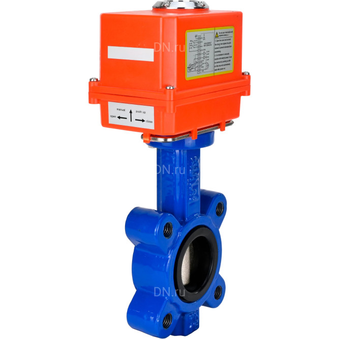 Затвор дисковый поворотный WBV1616N-2W-Fb-H Ду50 Ру16 LUG корпус - чугун QT450, диск - чугун QT450, уплотнение - NBR, межфланцевый, с электроприводом QT-N-003EM-O1-220VAC-У1 MINI 220В в Алматы