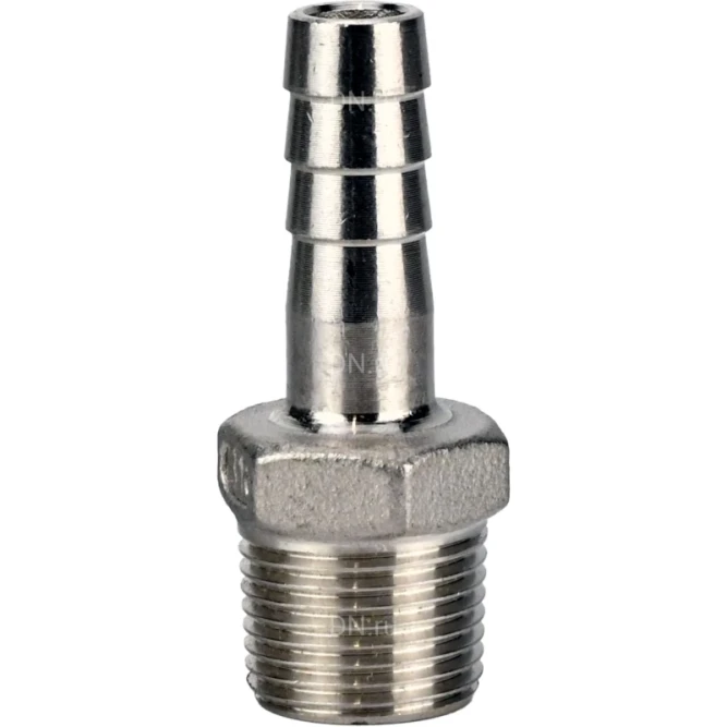 Штуцер елочка BF32-T-3/8-10 3/8″х10мм Ду10 Ру16 шланговый, корпус - нержавеющая сталь AISI 316 (CF8M), присоединение - наружная резьба/штуцер в Алматы