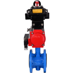 Затвор дисковый поворотный WBV1313E-2W-F-H Ду150 Ру16 фланцевый, корпус - чугун GGG40, диск - чугун GGG40, уплотнение - EPDM, с пневмоприводом PA-DA-130, пневмораспределителем 4M310-08 DC24V и БКВ APL-410N EX