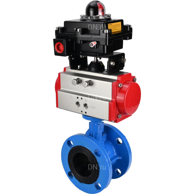 Затвор дисковый поворотный WBV1313E-2W-F-H Ду200 Ру16 фланцевый, корпус - чугун GGG40, диск - чугун GGG40, уплотнение - EPDM, с пневмоприводом PA-DA-140 и БКВ APL-410N EX в Алматы