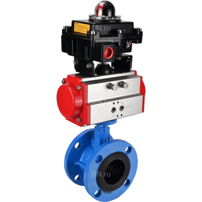 Затвор дисковый поворотный WBV1313E-2W-F-H Ду200 Ру16 фланцевый, корпус - чугун GGG40, диск - чугун GGG40, уплотнение - EPDM, с пневмоприводом PA-DA-140 и БКВ APL-410N EX в Алматы