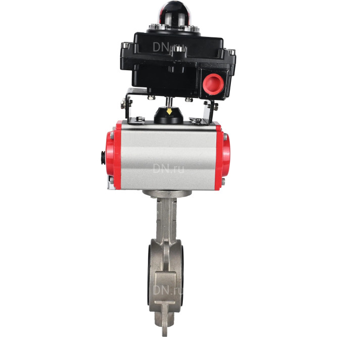 Затвор дисковый поворотный WBV3131N-2W-Fb-H Ду125 Ру16, корпус - нержавеющая сталь 304, диск - нержавеющая сталь 304, уплотнение - NBR, с пневмоприводом PA-DA-105, пневмораспределителем 4M310-08 AC220V и БКВ APL-410N EX в Алматы