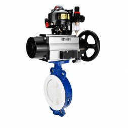 Затвор дисковый поворотный WBV3434Pf-2W-Fb-R Ду150 Ру16, корпус - угл. сталь WCB, диск - угл. сталь WCB, футерованный PTFE, уплотнение - PTFE, с пневмоприводом PA-DA-105-1, пневмораспределителем 4M310-08 DC24V, БКВ APL-510N EX и БПВ AFC2000