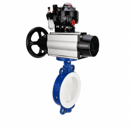 Затвор дисковый поворотный WBV3434Pf-2W-Fb-R Ду150 Ру16, корпус - угл. сталь WCB, диск - угл. сталь WCB, футерованный PTFE, уплотнение - PTFE, с пневмоприводом PA-DA-105-1, пневмораспределителем 4M310-08 DC24V, БКВ APL-510N EX и БПВ AFC2000