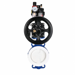 Затвор дисковый поворотный WBV3434Pf-2W-Fb-R Ду150 Ру16, корпус - угл. сталь WCB, диск - угл. сталь WCB, футерованный PTFE, уплотнение - PTFE, с пневмоприводом PA-DA-105-1, пневмораспределителем 4M310-08 DC24V, БКВ APL-510N EX и БПВ AFC2000