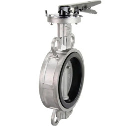Затвор дисковый поворотный WBV3131E-2W-Fb-H Ду250 Ру16 межфланцевый, корпус - нержавеющая сталь 304, диск - нержавеющая сталь 304, уплотнение - EPDM, с рукояткой, с ISO-фланцем F10, квадрат 22х22
