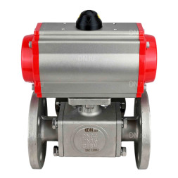 Кран шаровой BV3232P(4pc)-FP-3WL-F Ду40 Ру16 полнопроходной трехходовой, фланцевый, корпус - нержавеющая сталь SS316, с пневмоприводом PA-SA-105 с возвратными пружинами и пневмораспределителем 4M310-08 AC220V