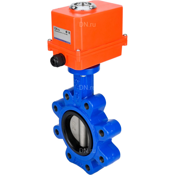 Затвор дисковый поворотный WBV1631N-2W-Fb-H Ду50 Ру16 LUG корпус - чугун QT450, диск - нержавеющая сталь 304, уплотнение - NBR, межфланцевый, с электроприводом QT-N-003EM-O1-220VAC-У1 MINI 220В в Алматы