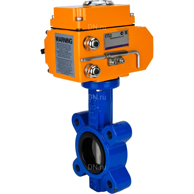 Затвор дисковый поворотный WBV1631N-2W-Fb-H Ду80 Ру16 LUG корпус - чугун QT450, диск - нержавеющая сталь 304, уплотнение - NBR, межфланцевый, с электроприводом QT-N-005EM-O1-380VAC-У1 380В в Алматы