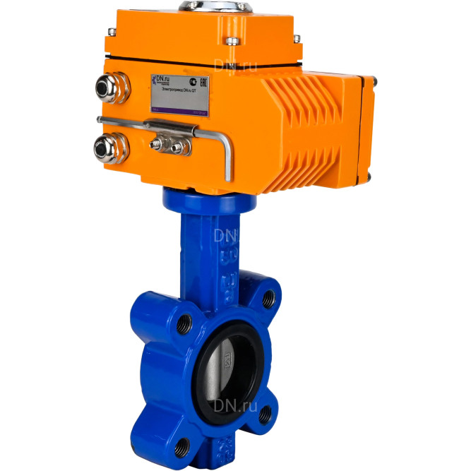 Затвор дисковый поворотный WBV1631N-2W-Fb-H Ду80 Ру16 LUG корпус - чугун QT450, диск - нержавеющая сталь 304, уплотнение - NBR, межфланцевый, с электроприводом QT-N-005EM-O1-380VAC-У1 380В в Алматы