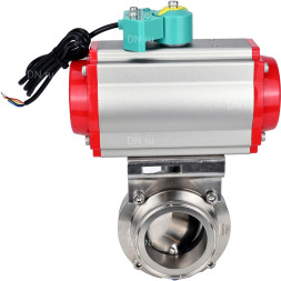 Затвор дисковый поворотный кламповый WBV3131S-2W-C-H Ду65 Ру10 корпус - пищевая нержавеющая сталь 304, уплотнение - Silicon, с пневмоприводом PA-DA-052 и магнитным переключателем ALS200D